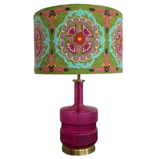 Retro Style Fuschia Glass Lamp base