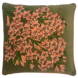 English Garden on Orange Velvet cushion (Copy)