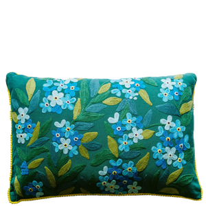 Jungle Flowers in Teal Cushion