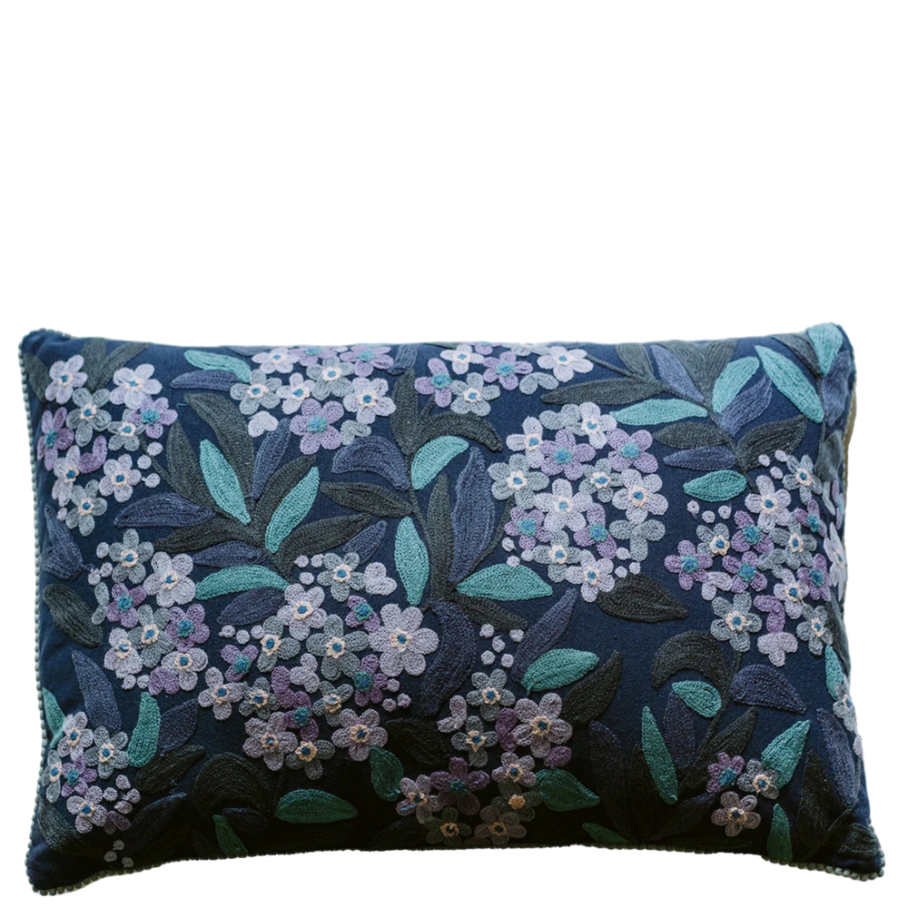 Jungle Flowers in Purple Cushion