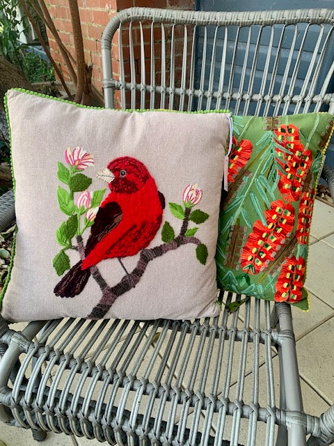 Birdlife in Rust cushion