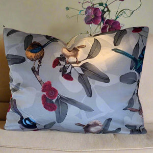 Little Wren on Velvet Lumbar Cushion