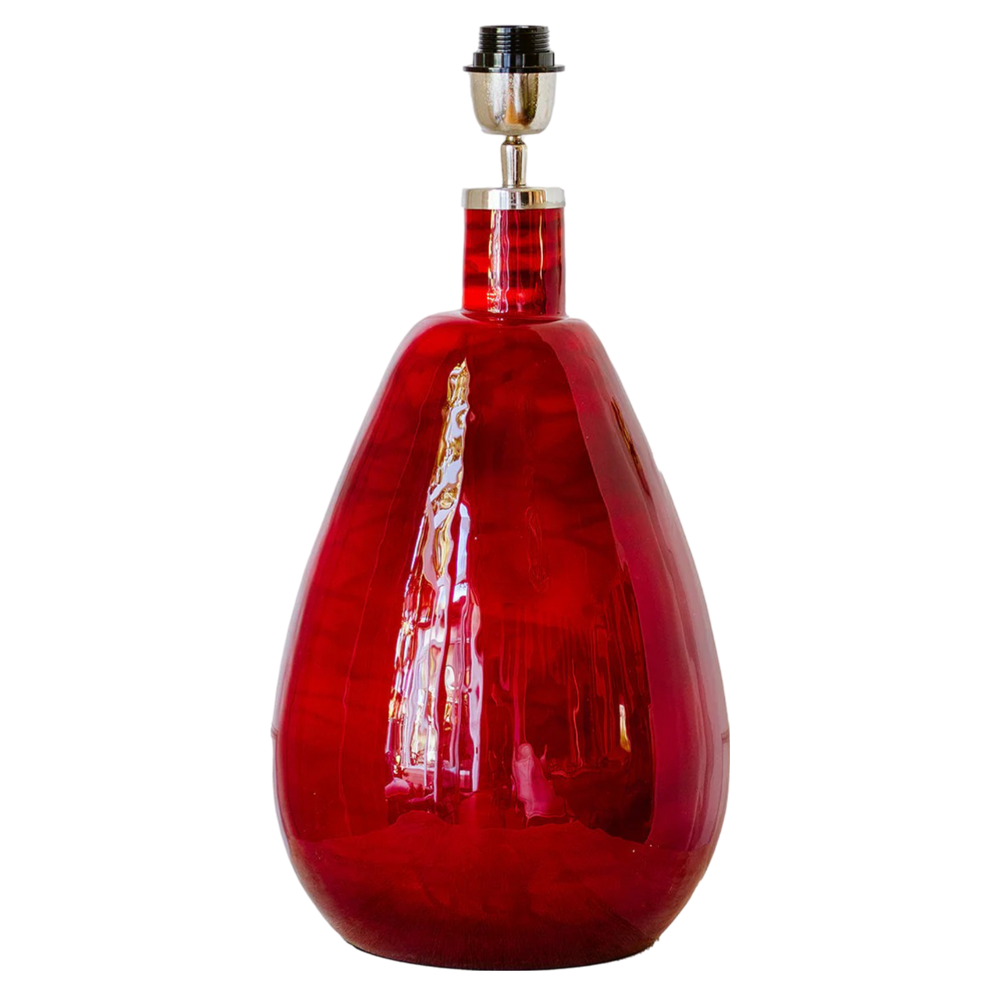 Glass Teardrop Lamp Base in Crimson