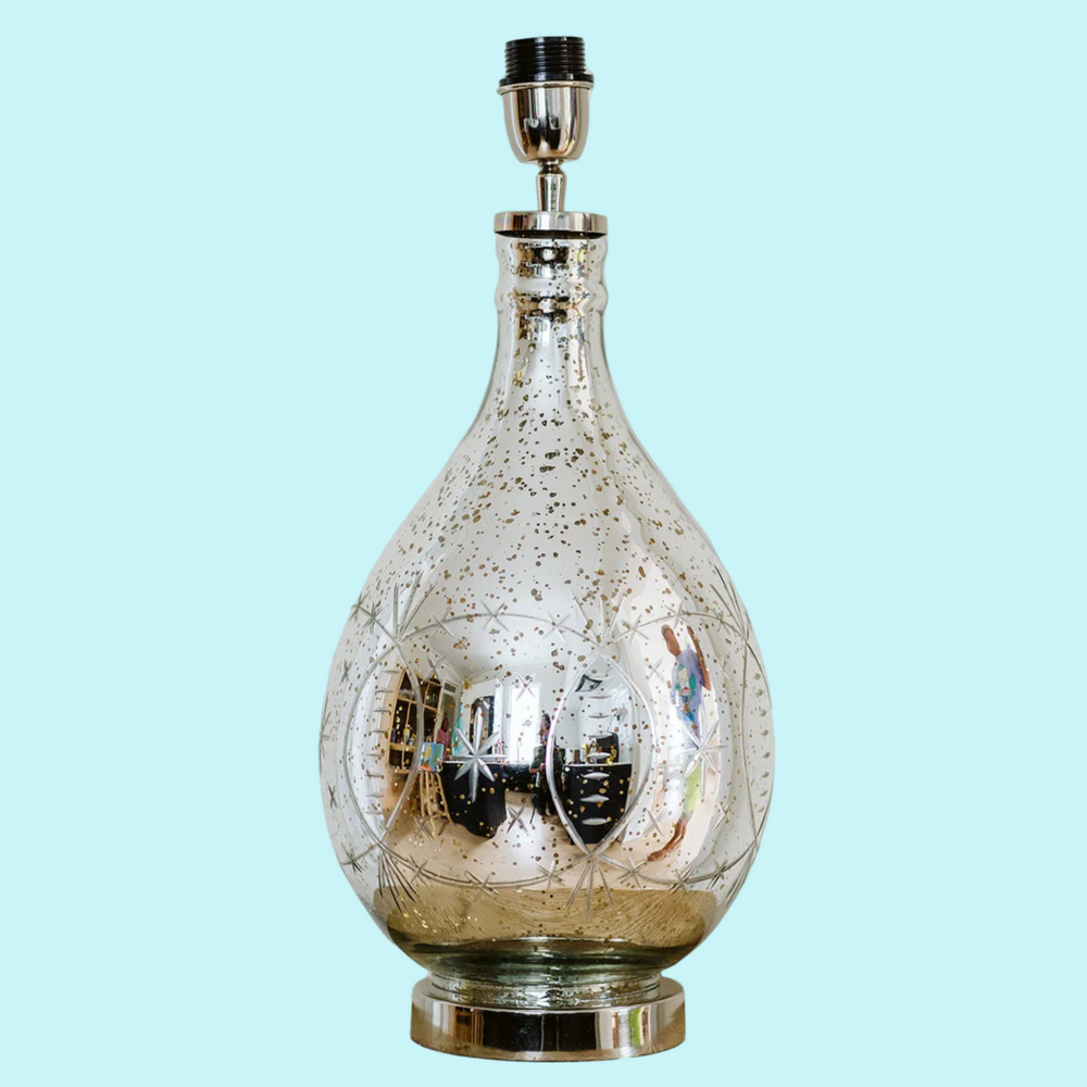Antique Glass Genie Bottle Lamp Base