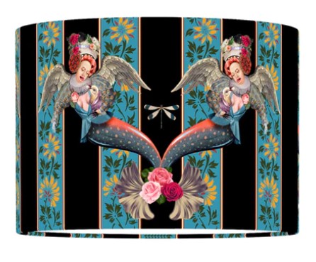 Mermaids on Blue Velvet lampshade