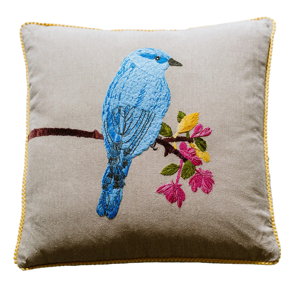 Birdlife in Blue cushion