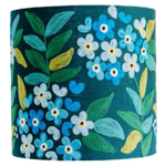 Teal Jungle flowers on linen medium