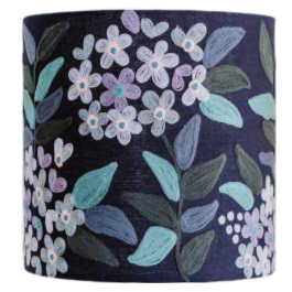 Purple Jungle flowers on linen medium