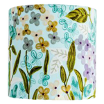 Blue Jungle flowers on linen medium