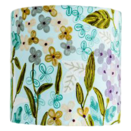 Blue Jungle flowers on linen medium