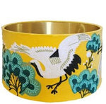 Embroidered Japanese Crane on Yellow Velvet Lampshade