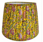 Pleated block print lampshade Yellow multi